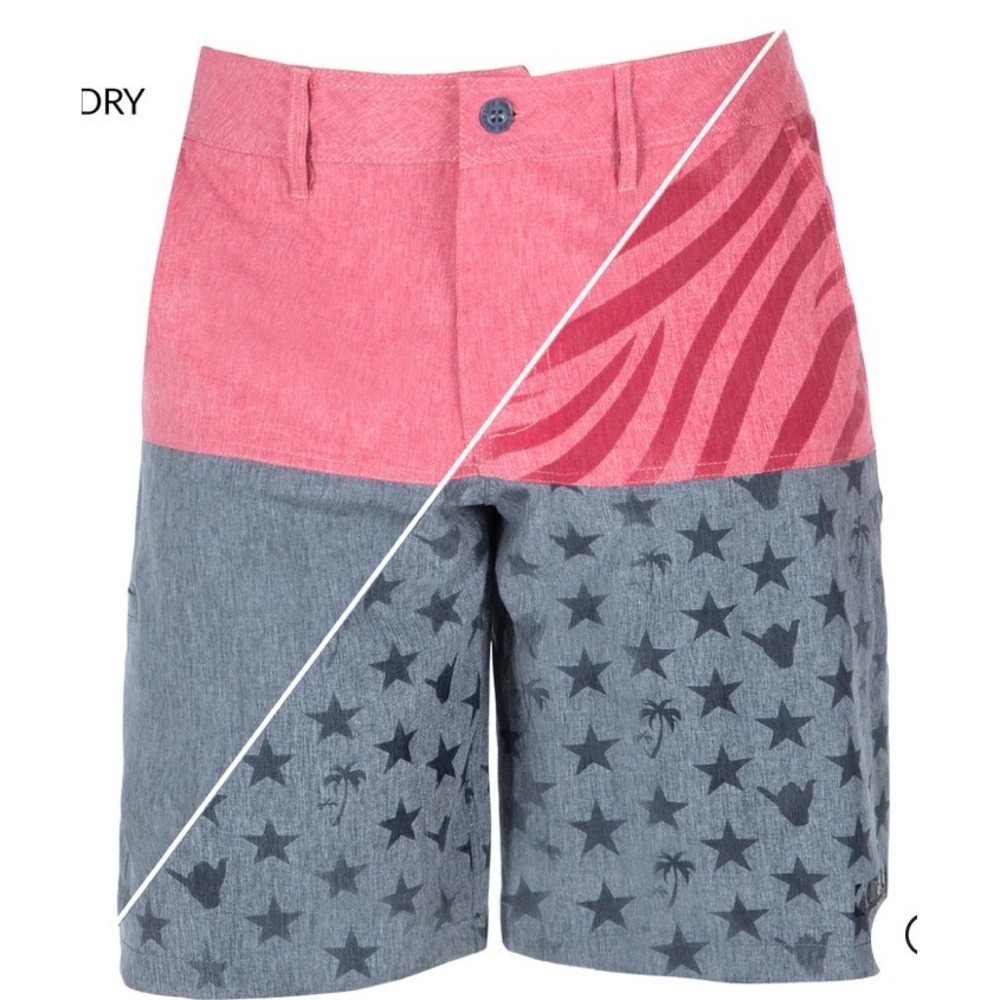 Wave‎ Life Americana H2O Hybrid Board Shorts Mens 40 Red Grey Quick Dry